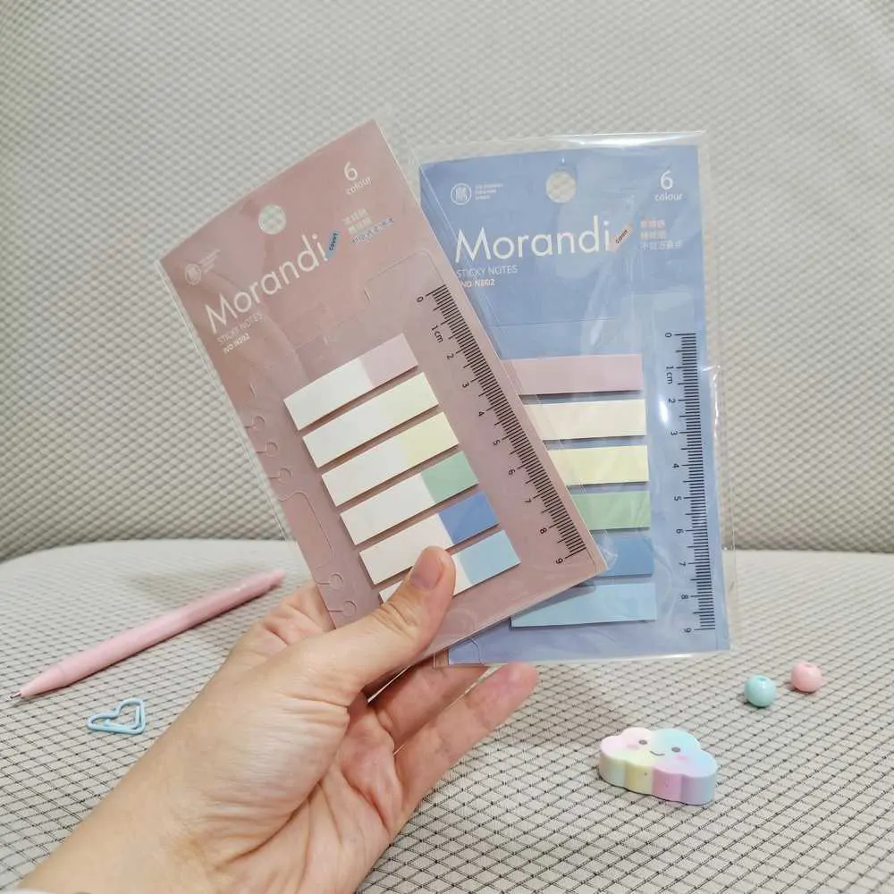 2 طرح از استیک نوت ایندکس 6 رنگ خطکش دار موراندی