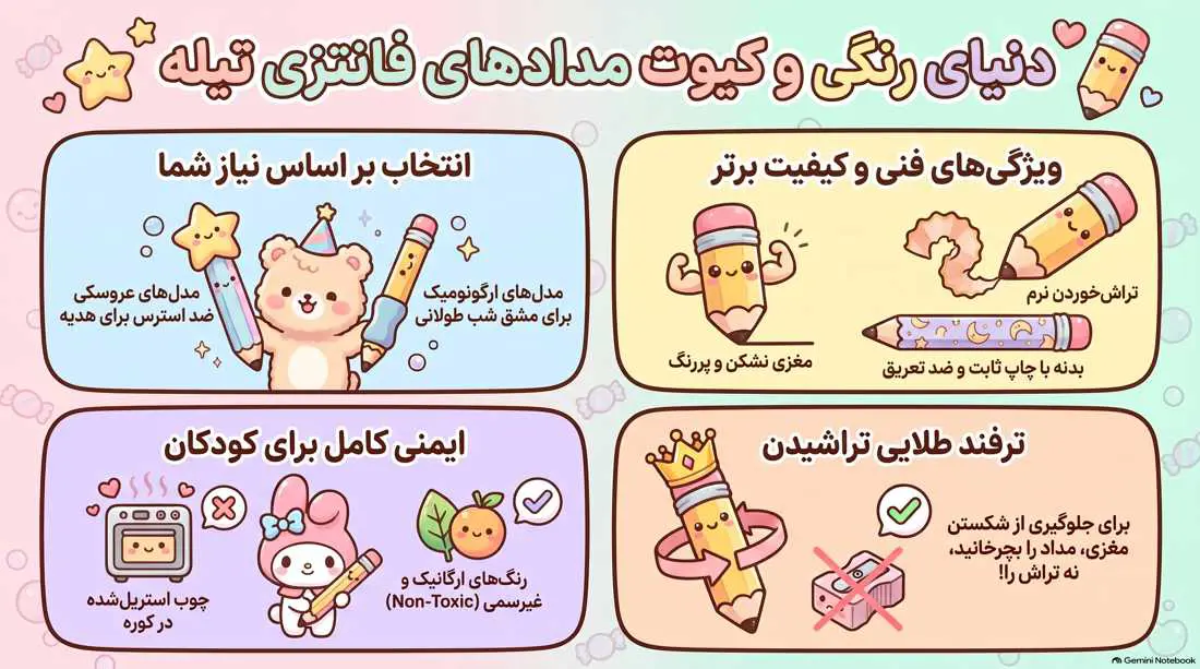 اینفوگرافیک دسته بندی مداد فانتزی