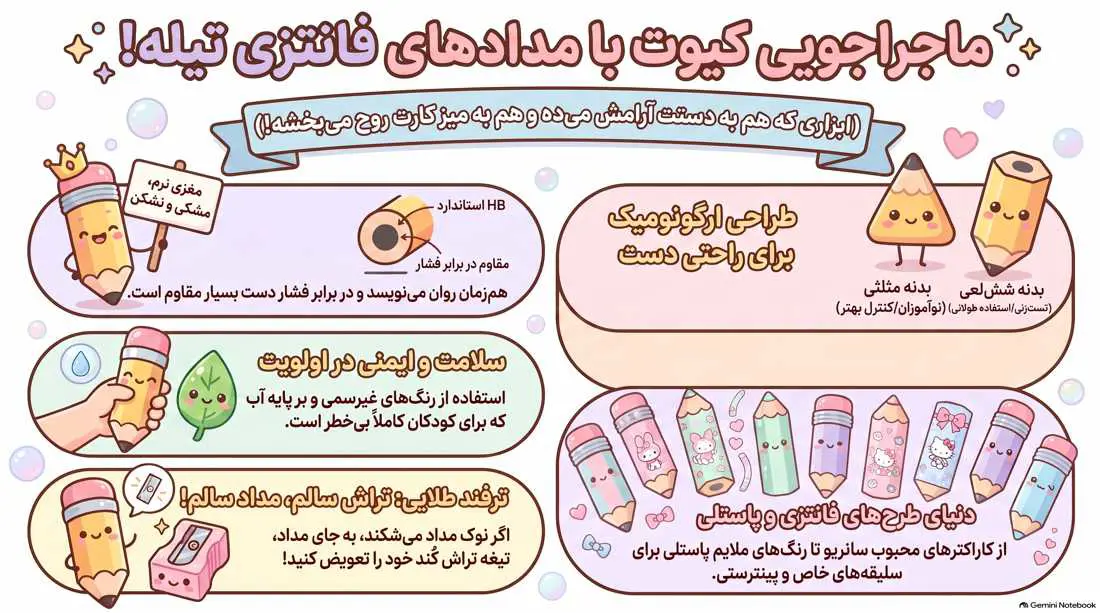 اینفوگرافیک دسته بندی مداد سیاه فانتزی