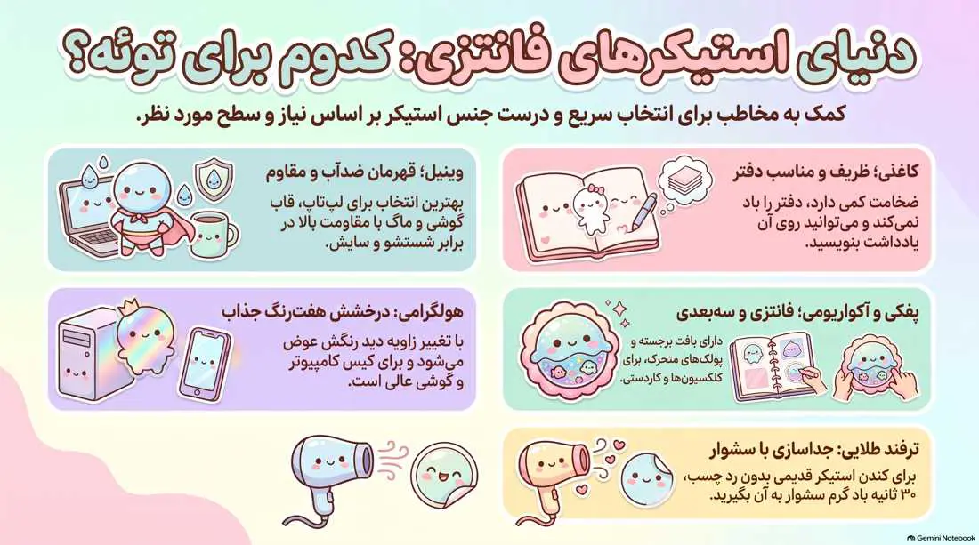 اینفوگرافیک دسته بندی استیکر فانتزی