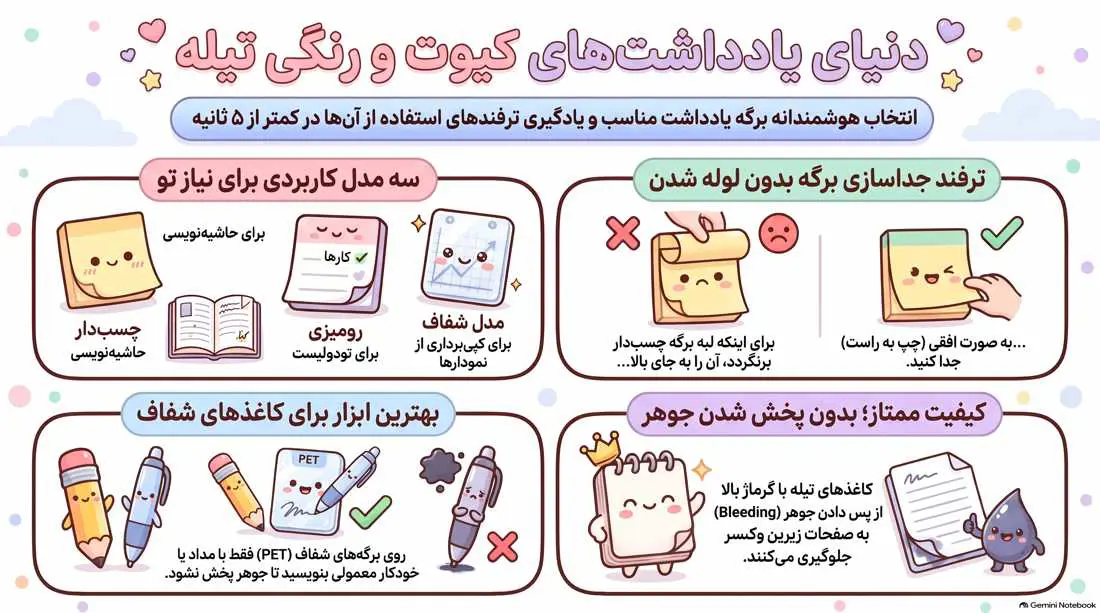 اینفوگرافیک دسته بندی برگه یادداشت فانتزی