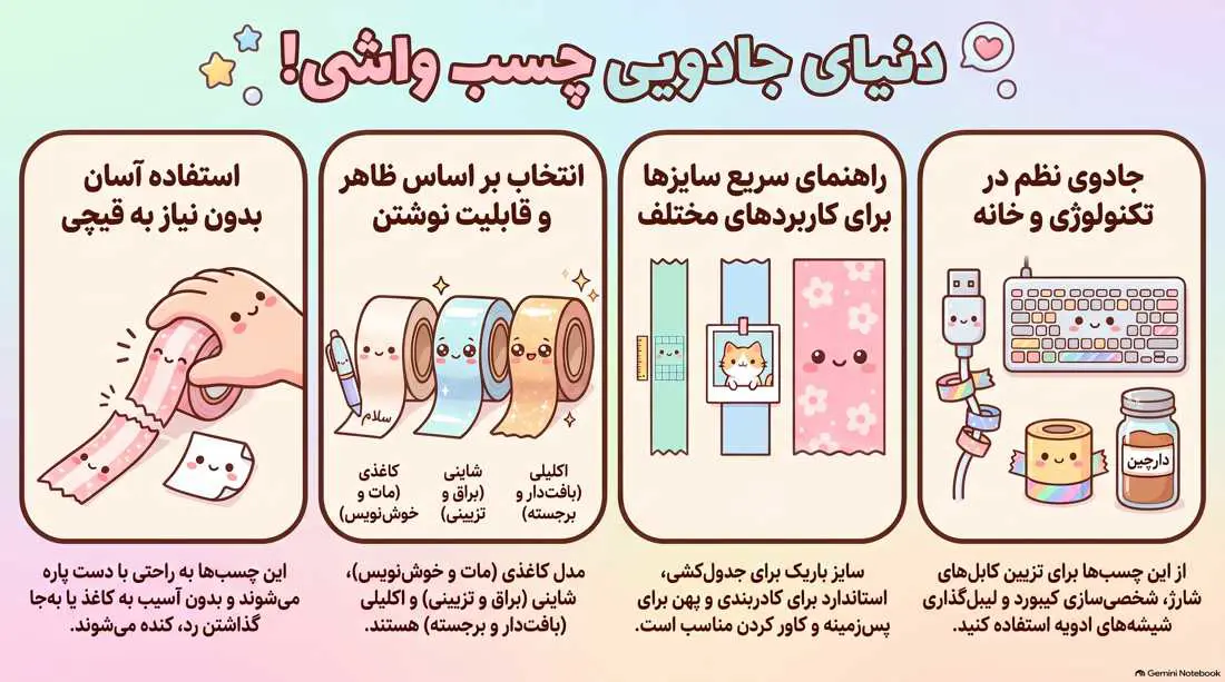 اینفوگرافیک دسته بندی چسب واشی فانتزی